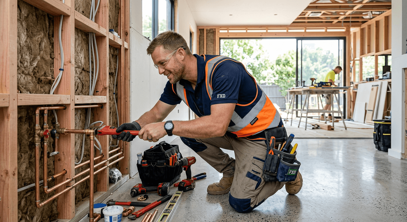 Professional Australian tradesman at work on job site