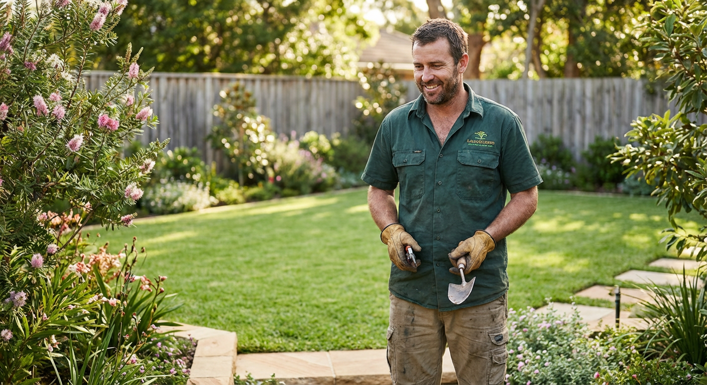 Landscaper designing garden outdoor space - Landscaping website services
